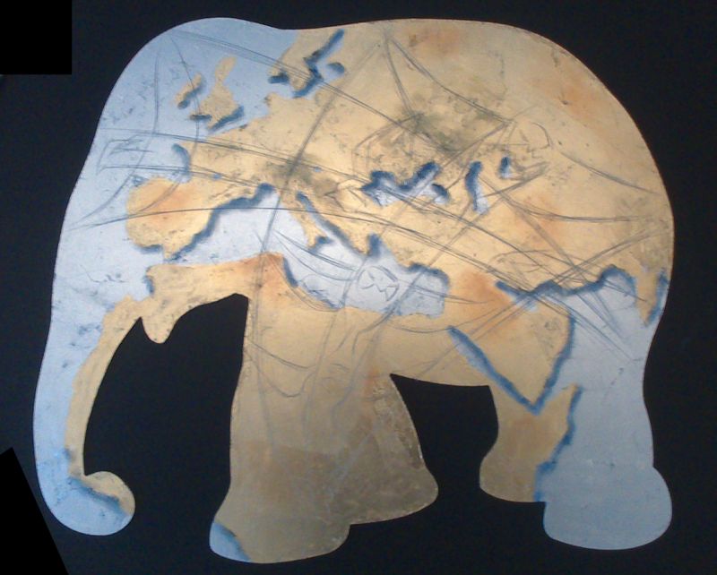 Elefante foglia oro argento